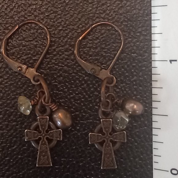 Celtic Cross Necklace & Earrings Set, Antique Bronze, 19-20" - Picture 5 of 5